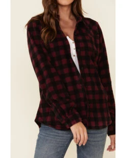 Outback Trading Co Women's Plaid Print Long Sleeve Fleece Shacket -Country Outfitter Shop 2000021370 646 P3