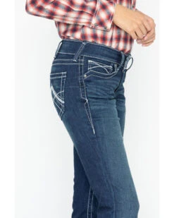 Ariat Women's R.E.A.L. Mid Rise Icon Stackable Straight Leg Jeans -Country Outfitter Shop 2000166328 402 P5