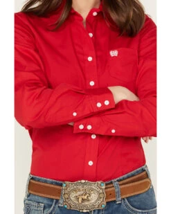 Cinch Women's Solid Red Button-Down Western Shirt