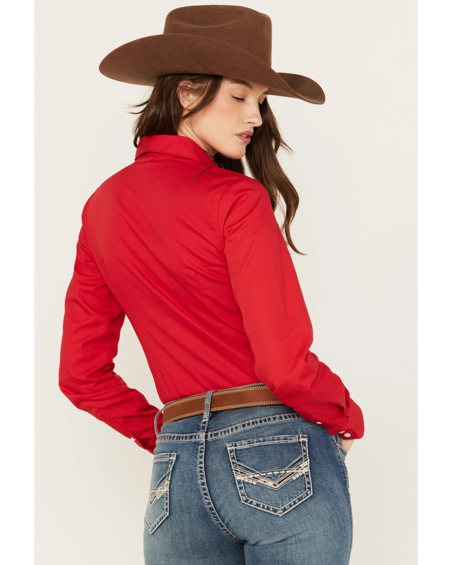 Cinch Women's Solid Red Button-Down Western Shirt 5 Cinch Women's Solid Red Button-Down Western Shirt - Image 3