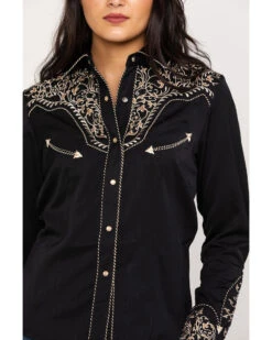 Scully Women's Scroll Embroidered Long Sleeve Pearl Snap Western Shirt -Country Outfitter Shop 2000240384 908 P4