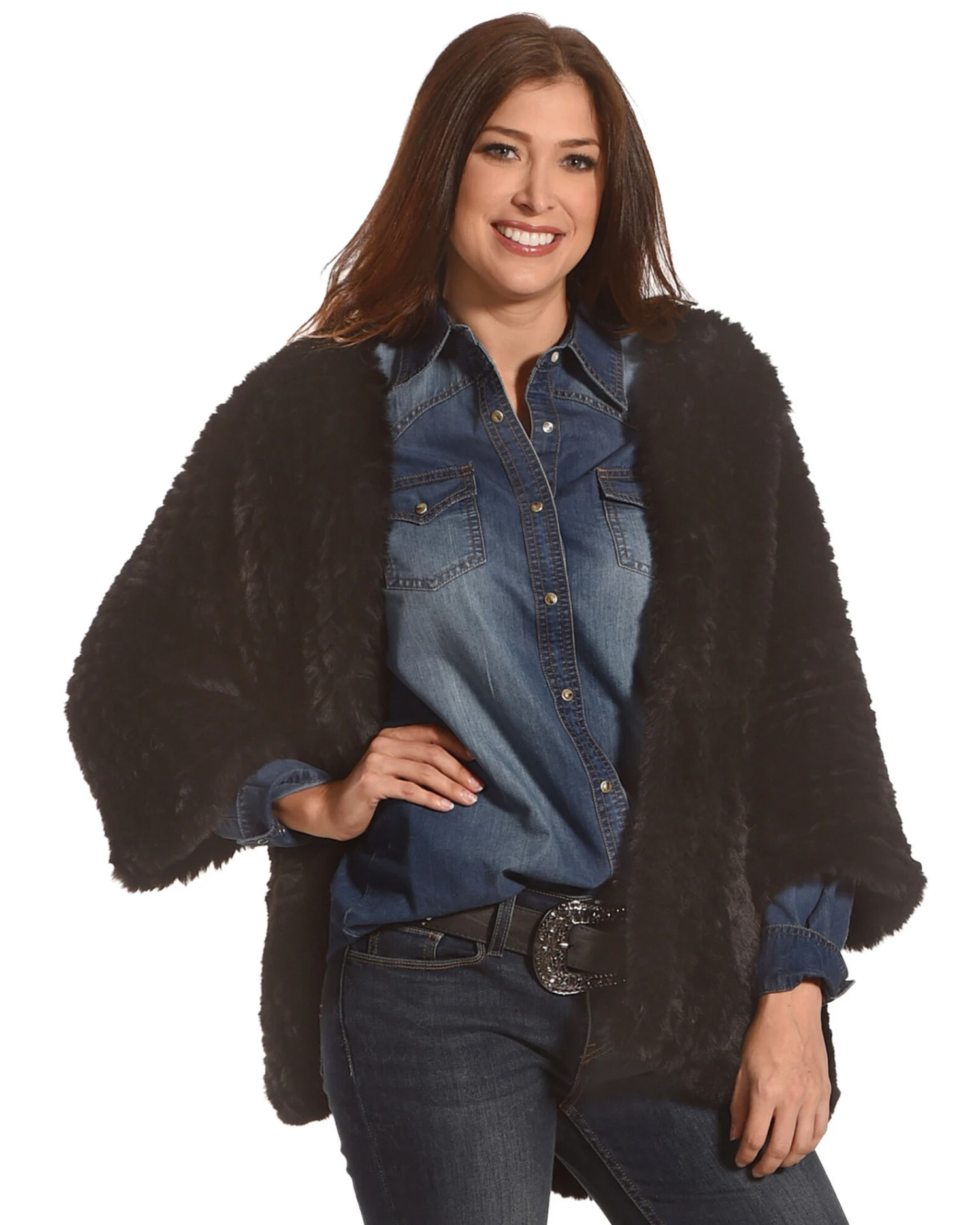Tractr Women's Faux Fur Cardigan 3 Tractr Women's Faux Fur Cardigan