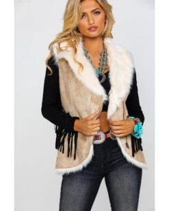 Honey Creek By Scully Women's Beige Faux Fur Vest -Country Outfitter Shop 2000280568 250 P1
