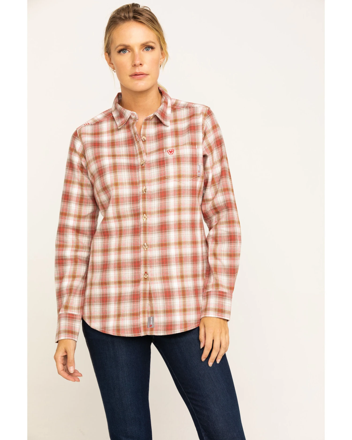 Ariat Women's FR Victoria Plaid Print Long Sleeve Work Shirt 7 Ariat Women's FR Victoria Plaid Print Long Sleeve Work Shirt - Image 5