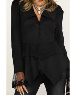 Cripple Creek Women's Black Micro-Suede Long Sleeve Button Front Jacket 10 Cripple Creek Women's Black Micro-Suede Long Sleeve Button Front Jacket -Country Outfitter Shop 2000288909 001 P4