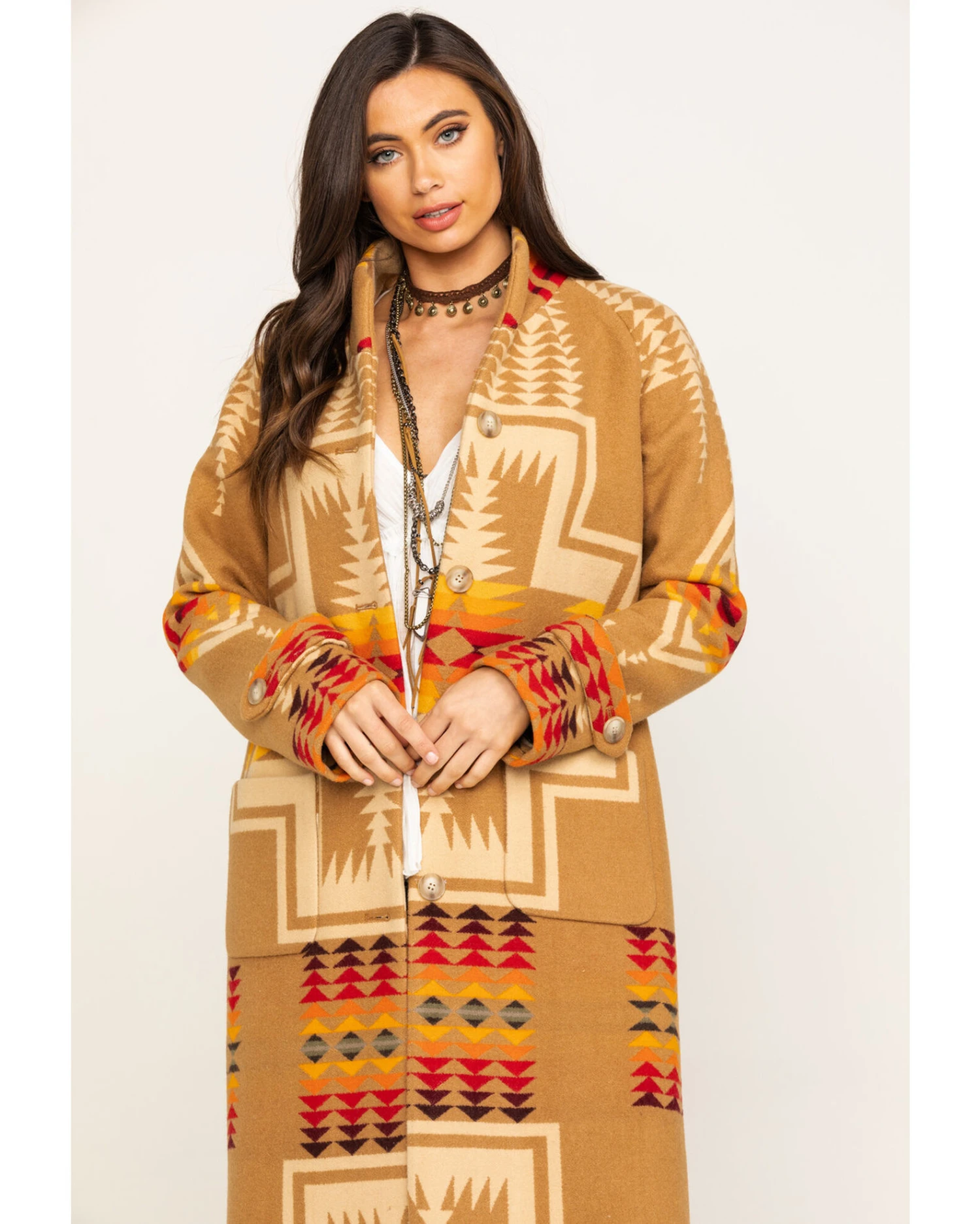 Pendleton Women's Tan Harding Jacquard 1930 Archive Coat 8 Pendleton Women's Tan Harding Jacquard 1930 Archive Coat - Image 6