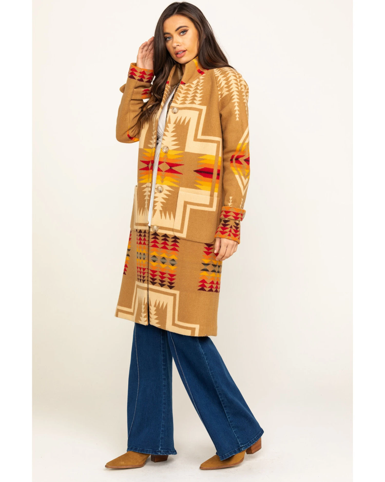 Pendleton Women's Tan Harding Jacquard 1930 Archive Coat 4 Pendleton Women's Tan Harding Jacquard 1930 Archive Coat - Image 2