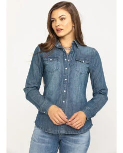 Stetson Women's Floral Embroidered Denim Long Sleeve Pearl Snap Western Shirt 12 Stetson Women's Floral Embroidered Denim Long Sleeve Pearl Snap Western Shirt -Country Outfitter Shop 2000290554 400 P2