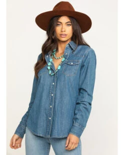 Stetson Women's Denim Desert Embroidered Long Sleeve Snap Western Shirt 11 Stetson Women's Denim Desert Embroidered Long Sleeve Snap Western Shirt -Country Outfitter Shop 2000295427 400 P1