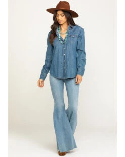 Stetson Women's Denim Desert Embroidered Long Sleeve Snap Western Shirt 13 Stetson Women's Denim Desert Embroidered Long Sleeve Snap Western Shirt -Country Outfitter Shop 2000295427 400 P6