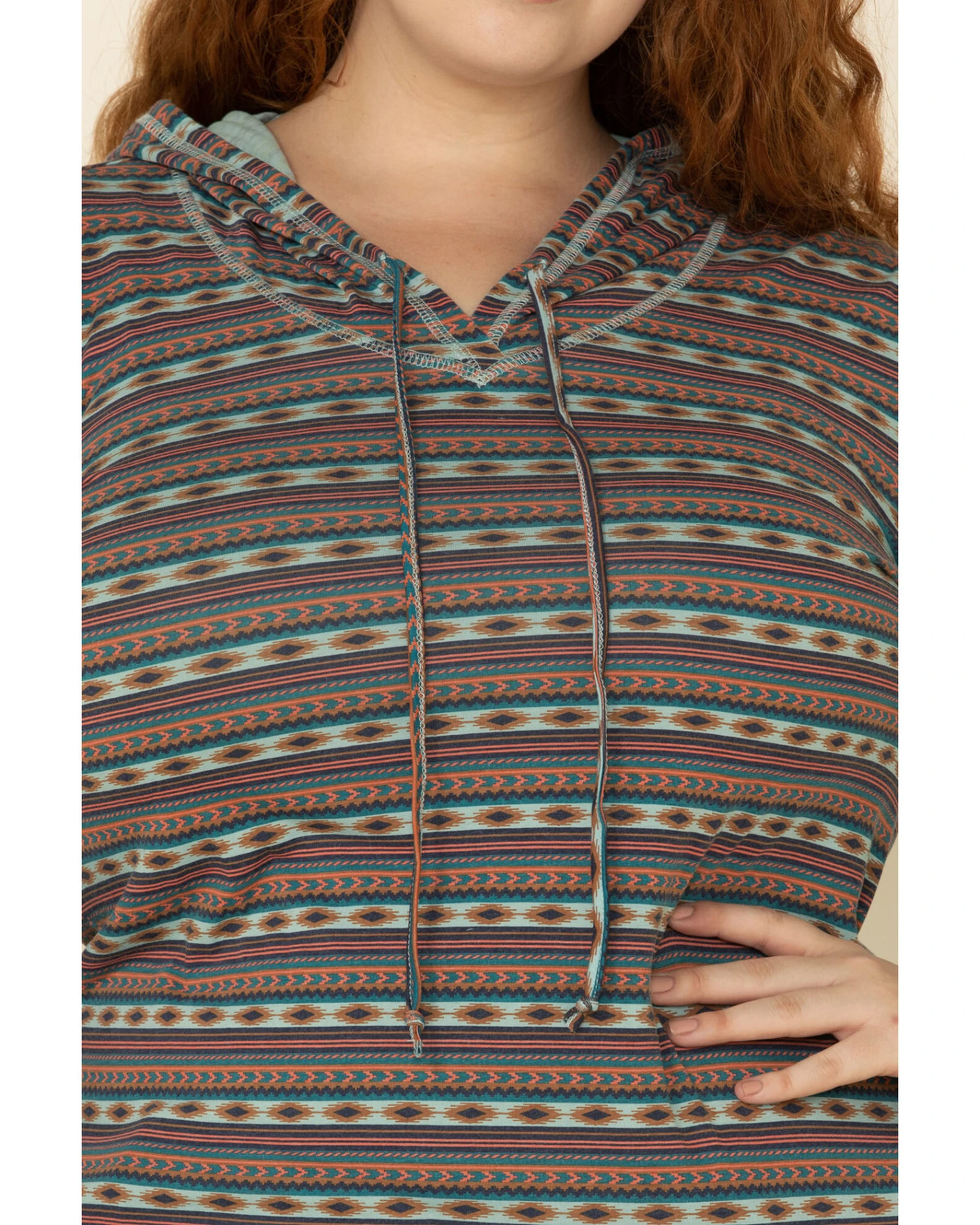 White Label By Panhandle Women's Southwestern Stripe Hoodie Tee - Plus 7 White Label By Panhandle Women's Southwestern Stripe Hoodie Tee - Plus - Image 5