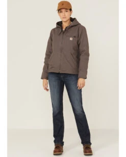 Carhartt Women's Taupe Washed Duck Sherpa-Lined Jacket