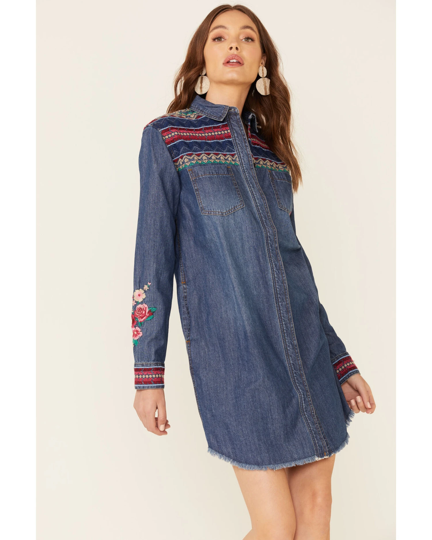 Stetson Women's Denim Southwestern Stripe Dress 6 Stetson Women's Denim Southwestern Stripe Dress - Image 4