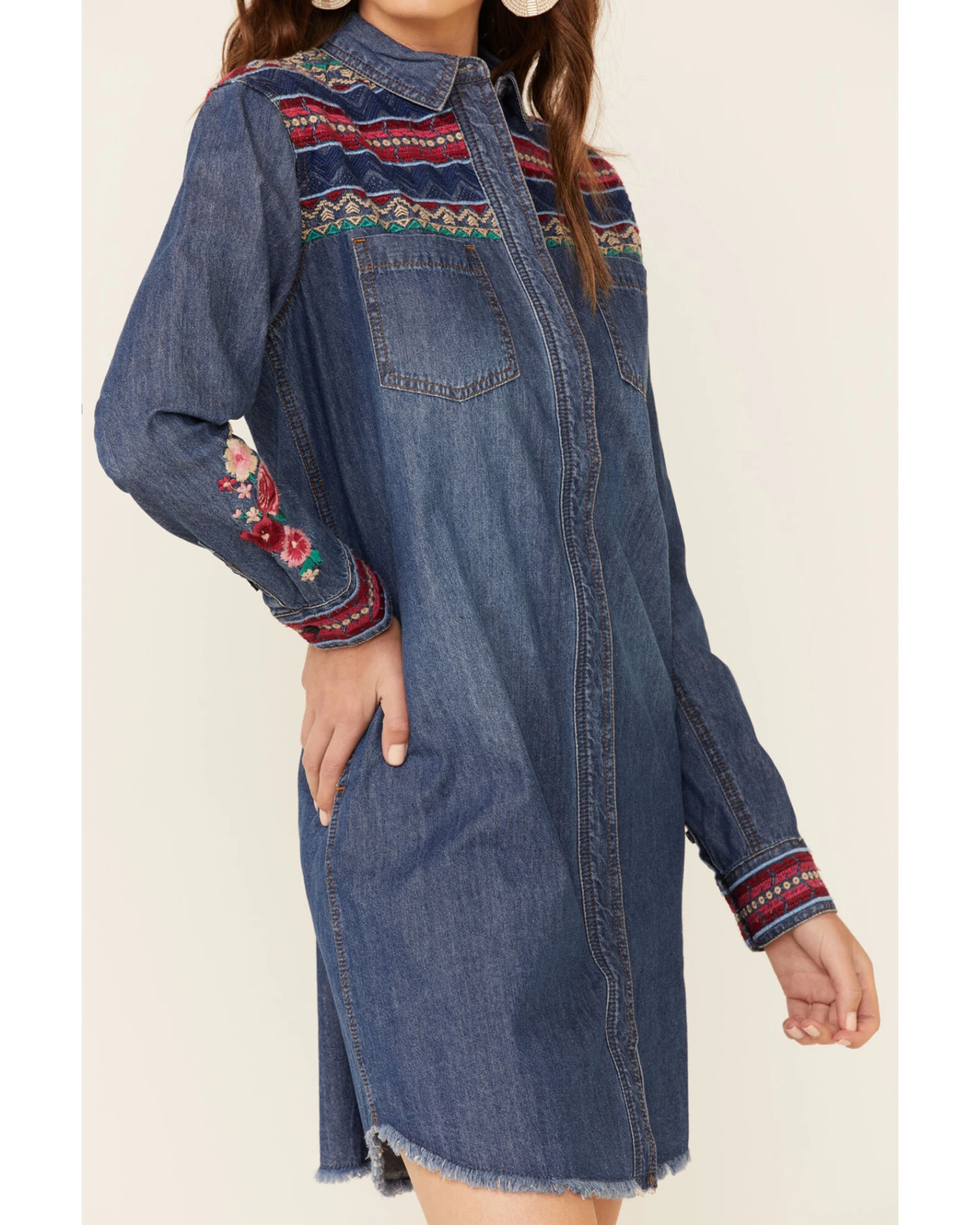 Stetson Women's Denim Southwestern Stripe Dress 4 Stetson Women's Denim Southwestern Stripe Dress - Image 2