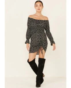 Rock & Roll Denim Women's Off The Shoulder Smocked Dress