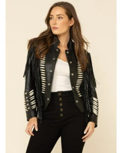 Liberty Wear Women's Black Fringe Sheep Napa Jacket -Country Outfitter Shop 2000334581 001 P1