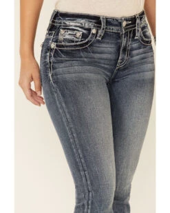 Miss Me Women's Embossed Wing Bootcut Jeans