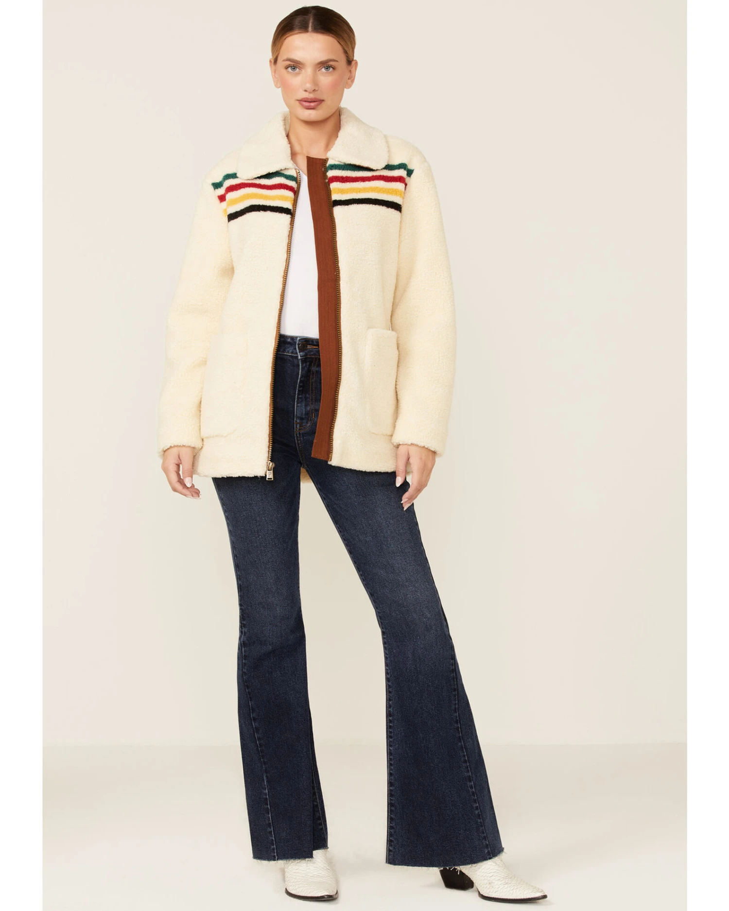 Pendleton Women's Ivory Glacier Sunset Zip-Front Fleece Jacket 6 Pendleton Women's Ivory Glacier Sunset Zip-Front Fleece Jacket - Image 4