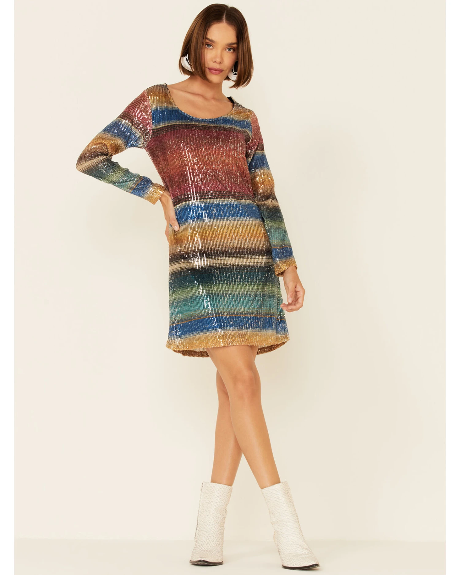 Tasha Polizzi Women's Long Sleeve Serape Sequin Lilliana Mini Dress 4 Tasha Polizzi Women's Long Sleeve Serape Sequin Lilliana Mini Dress - Image 2