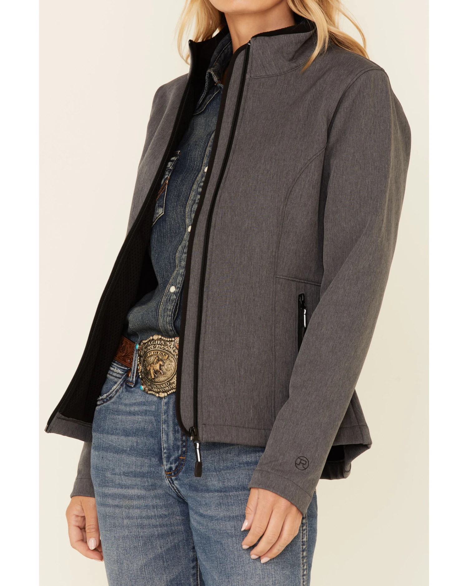 Roper Women's Heather Gray Fleece Zip-Front Softshell Jacket 6 Roper Women's Heather Gray Fleece Zip-Front Softshell Jacket - Image 4