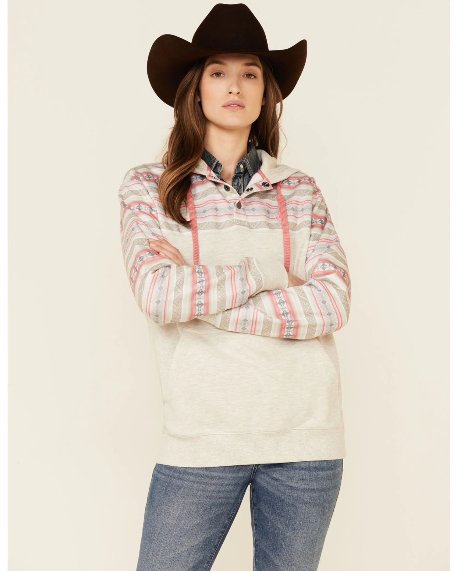 HOOey Women's Southwestern Print Button Down Hooded Pullover 5 HOOey Women's Southwestern Print Button Down Hooded Pullover - Image 3