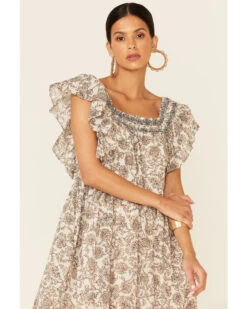 Free People Women's Bonita Floral Print Flutter Sleeve Midi Dress 10 Free People Women's Bonita Floral Print Flutter Sleeve Midi Dress -Country Outfitter Shop 2000347085 101 P3