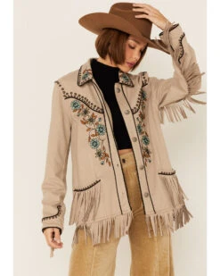 Double D Ranch Women's Floral Embroidered Studded Fringe Jacket 9 Double D Ranch Women's Floral Embroidered Studded Fringe Jacket -Country Outfitter Shop 2000347585 101 P1