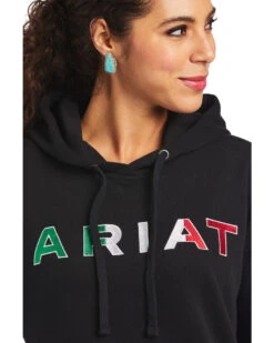 Ariat Women's Black R.E.A.L Mexico Embroidered Logo Pullover Hoodie - Plus -Country Outfitter Shop 2000347975 001 P2