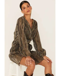 Molly Bracken Women's Pleated Metallic Wrap Dress -Country Outfitter Shop 2000350170 710 P1