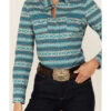 Roper Women's Teal Southwestern Stripe Snap Front Shirt -Country Outfitter Shop 2000352235 442 P2