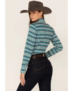 Roper Women's Teal Southwestern Stripe Snap Front Shirt 9 Roper Women's Teal Southwestern Stripe Snap Front Shirt -Country Outfitter Shop 2000352235 442 P3