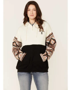 Paramount Network's Yellowstone Women's Mauve Southwestern Sleeve Hoodie Pullover -Country Outfitter Shop 2000356684 661 P1