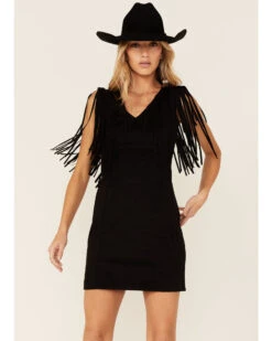 Idyllwind Women's Lady Bird Faux Suede Fringe Muscle Sleeve Dress -Country Outfitter Shop 2000359130 001 P1