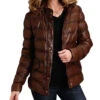 Stetson Women's Antique Snap-Front Quilted Leather Jacket