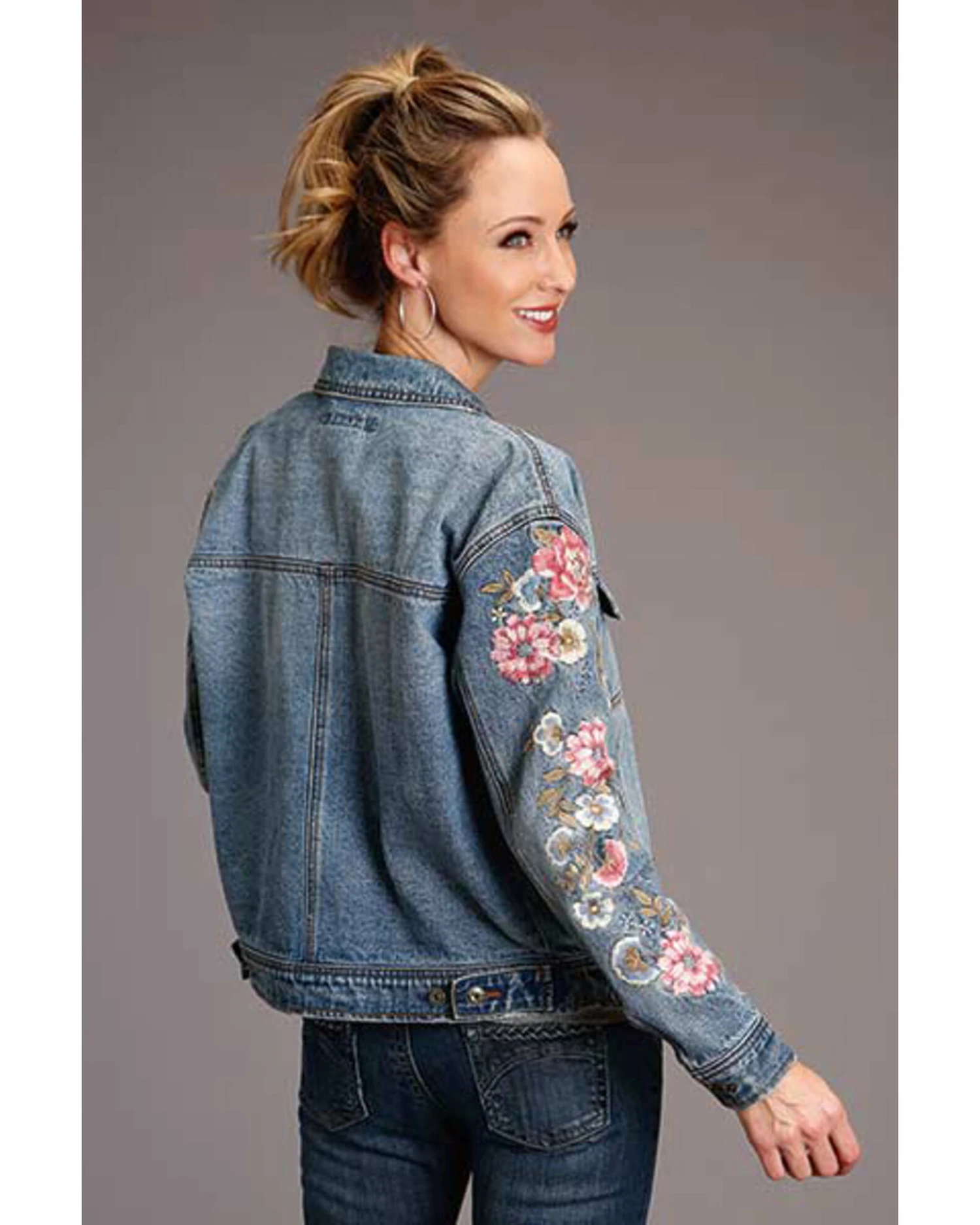 Stetson Women's Floral Embroidered Denim Jacket 3 Stetson Women's Floral Embroidered Denim Jacket