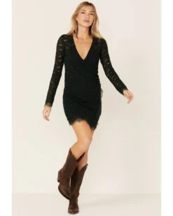 Free People Women's Deepest Spruce Pearl Lace Mini Dress