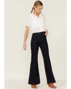 Rolla's Women's Eastcoast Dark Wash High Rise Flare Jeans 8 Rolla's Women's Eastcoast Dark Wash High Rise Flare Jeans -Country Outfitter Shop 2000362518 401 P1