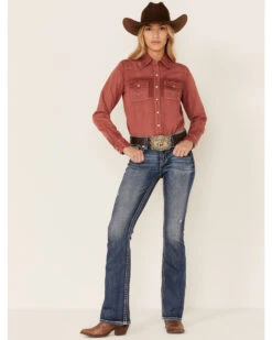 Kimes Ranch Women's Kaycee Denim Long Sleeve Pearl Snap Western Core Shirt -Country Outfitter Shop 2000363655 600 P4