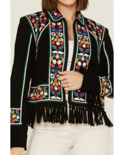 Double D Ranch Women's Justyna Embroidered Fringe Suede Jacket -Country Outfitter Shop 2000364073 001 P3