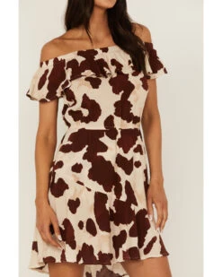 Idyllwind Women's Made For This Off-Shoulder Cow Print Dress -Country Outfitter Shop 2000364095 280 P4