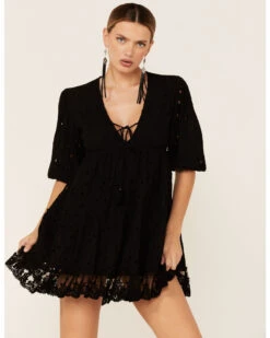 Z&L Women's Black Eyelet Short Sleeve Mini Dress 9 Z&L Women's Black Eyelet Short Sleeve Mini Dress -Country Outfitter Shop 2000364699 001 P4