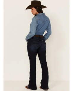 RANK 45 Women's Dark Wash Mid Riding Flare Jeans 9 RANK 45 Women's Dark Wash Mid Riding Flare Jeans -Country Outfitter Shop 2000364981 416 P3