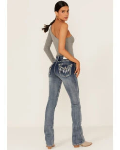 Grace In LA Women's Sequin Flap Pocket Light Wash Bootcut Jeans -Country Outfitter Shop 2000365104 400 P1