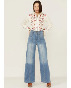 Rockmount Ranchwear Women's Vintage Thistle Floral Embroidery Pearl Snap Western Shirt -Country Outfitter Shop 2000365331 103 P4