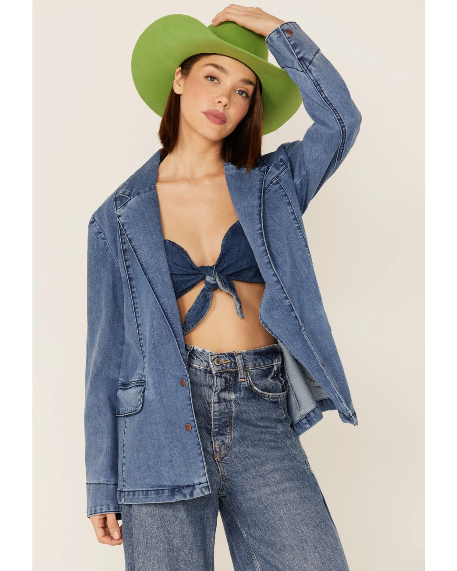 Lola Women's Denim Blazer Jacket 5 Lola Women's Denim Blazer Jacket - Image 3