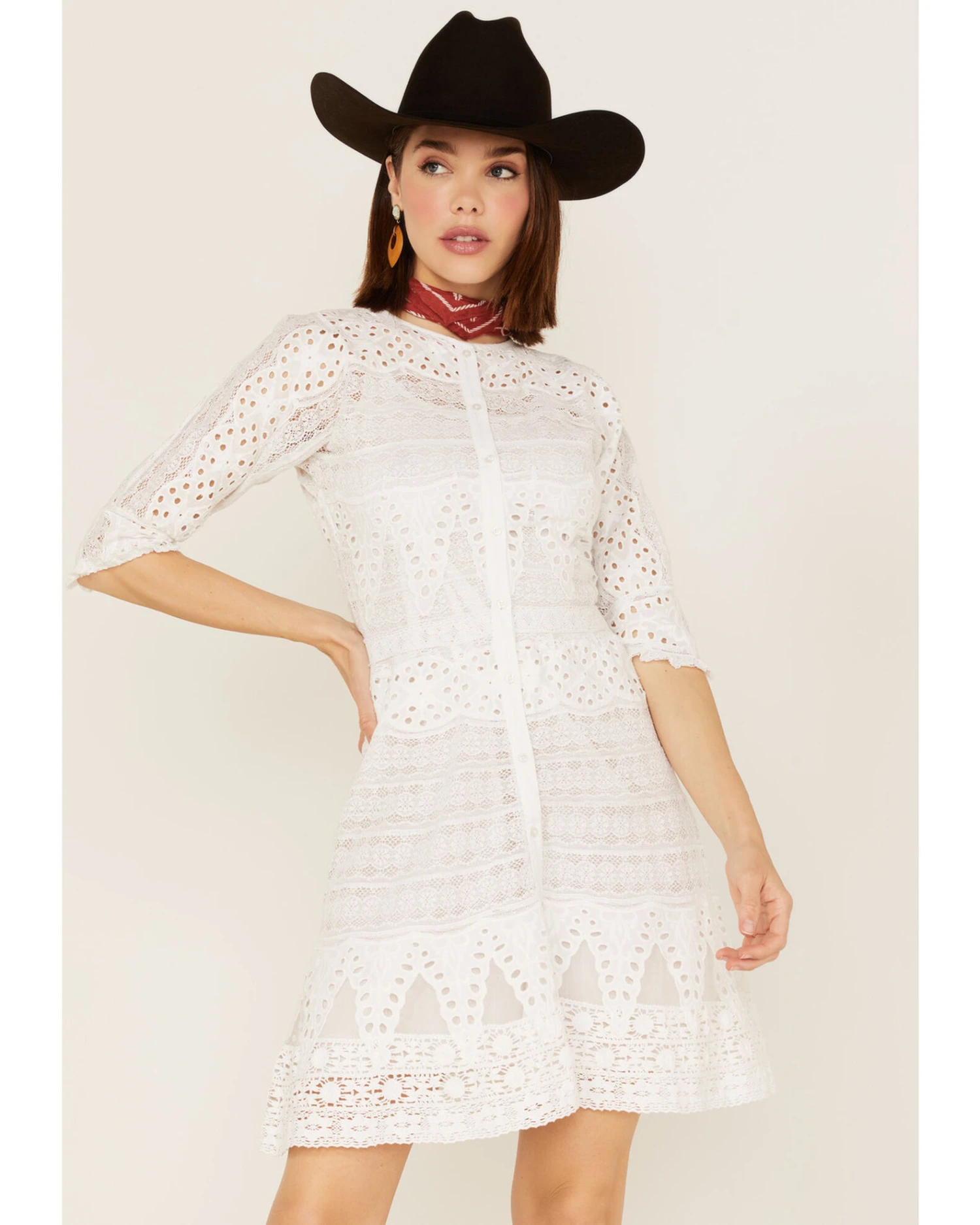 Maia Bergman Women's Vera Eyelet Lace Long Sleeve Dress 5 Maia Bergman Women's Vera Eyelet Lace Long Sleeve Dress - Image 3
