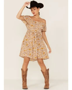 Patrons Of Peace Women's Redondo Floral Print Off Shoulder Dress