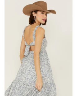 Lush Women's Blue Floral Smocked Midi Dress -Country Outfitter Shop 2000368152 400 P4