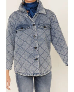 Vigoss Women's Blue Acid Wash Quilted Button Jacket -Country Outfitter Shop 2000370553 400 P3