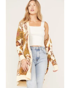 Cleo + Wolf Women's Floral Knit Jacquard Long Cardigan Sweater 10 Cleo + Wolf Women's Floral Knit Jacquard Long Cardigan Sweater -Country Outfitter Shop 2000372896 110 P3